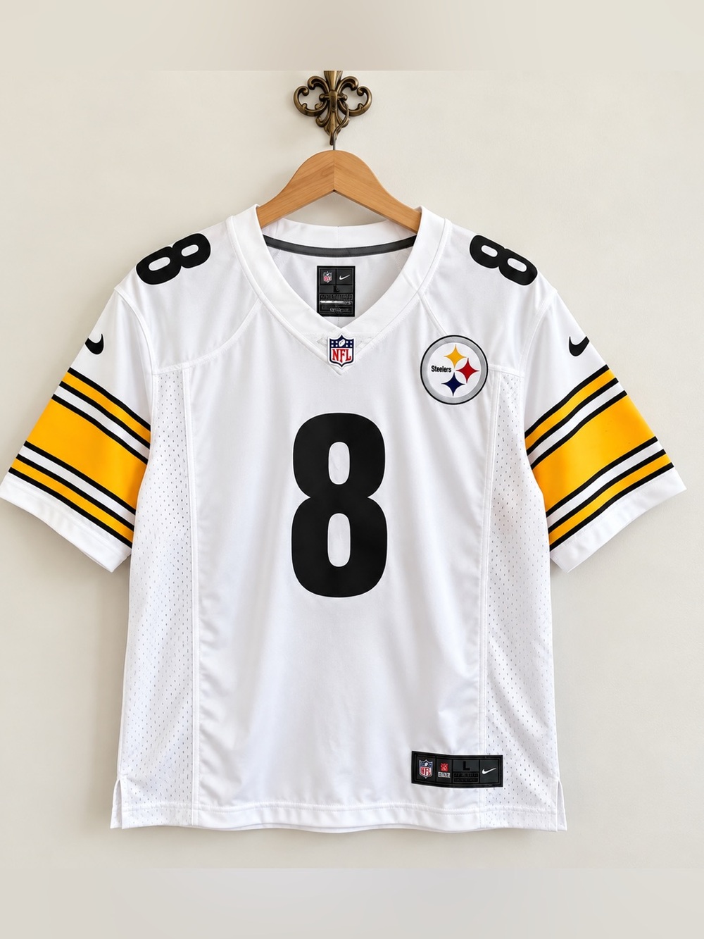 nike nfl pittsburgh steelers kenny pickett #8 white jersey men’s large
